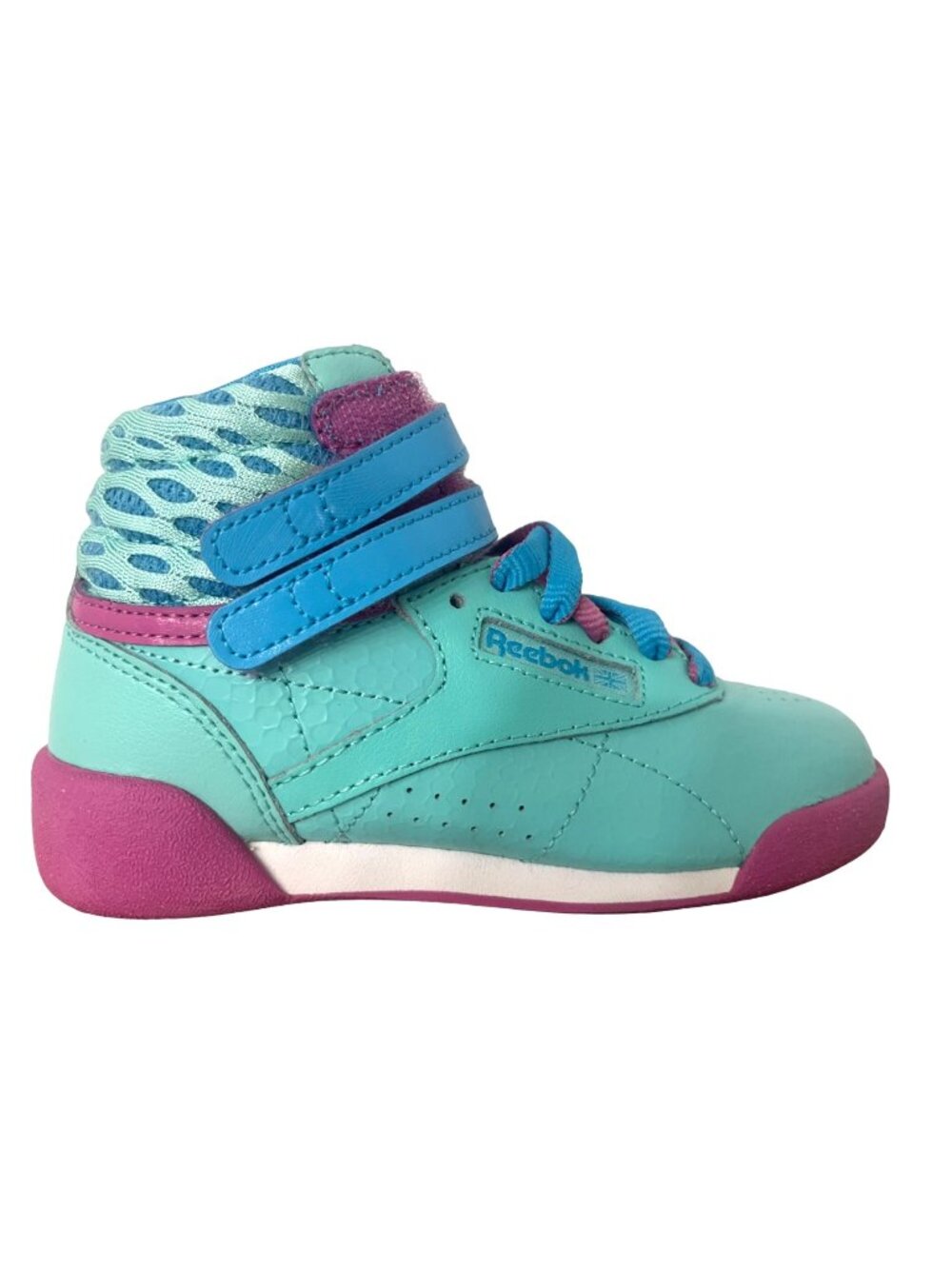 Reebok Freestyle Hi-top Classic Girl’s Sneakers, Blue Bomb/ Ultraberry, Sz. 10.5
